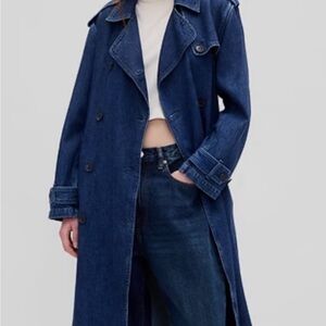GAP Women's Dark Blue Denim Trench Coat
